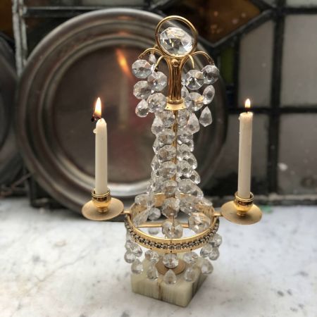 Подсвечник на две малых свечи Хрустальная Ель 