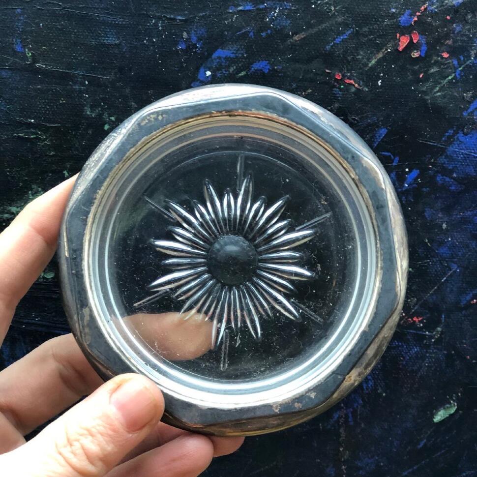 Розетка 10 см стекло мельхиор