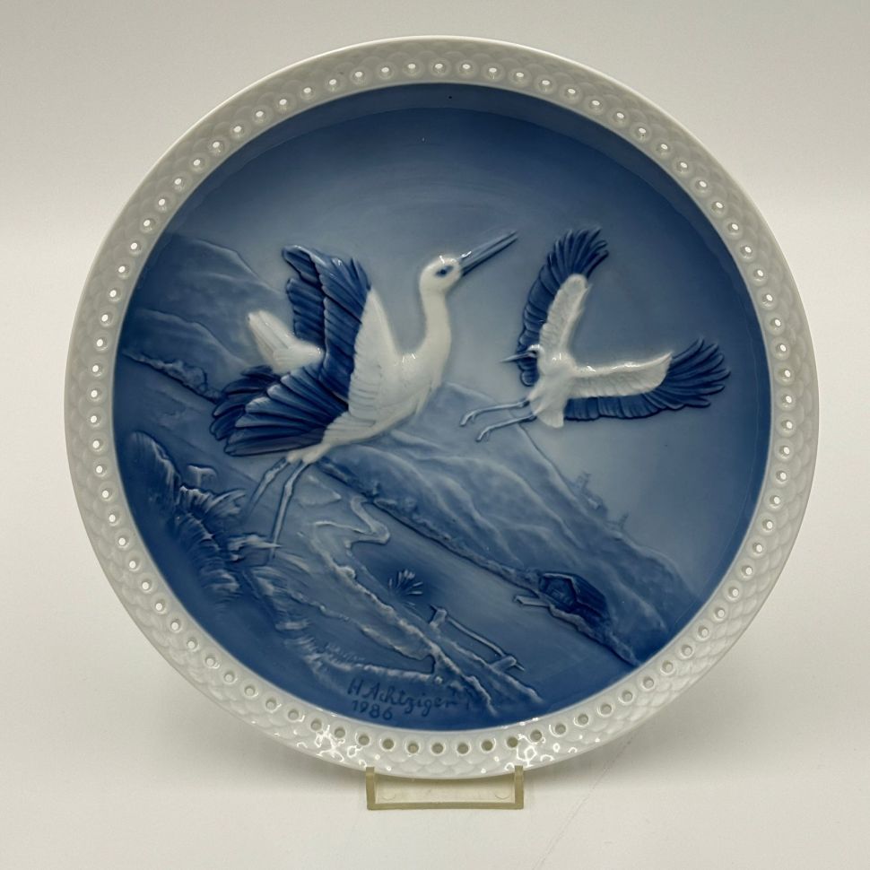 Тарелка панно Hutchenreuther 23 см Аисты 1986 г Германия
