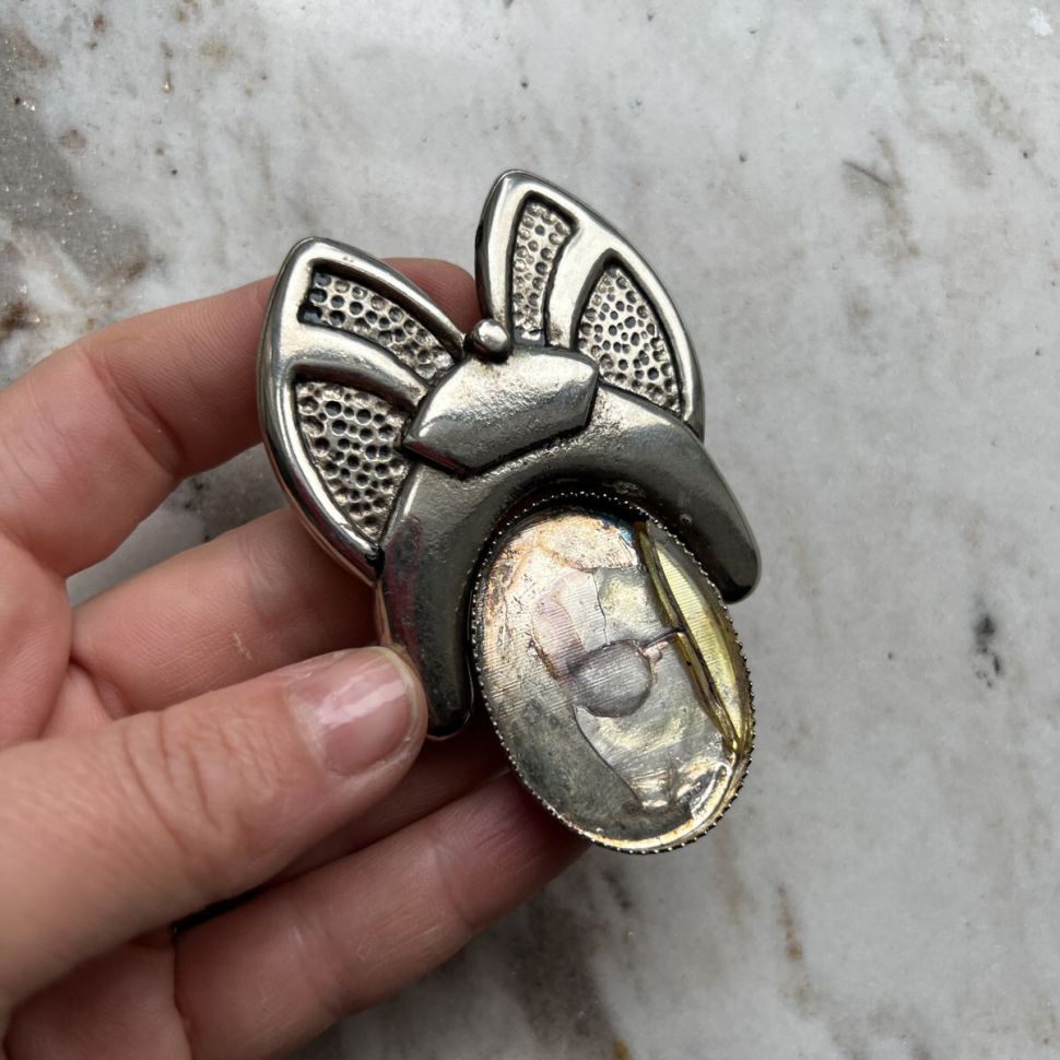 Пряжка Бантик 7 см мельхиор