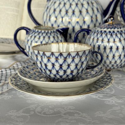 Чайная пара 270 мл ЛФЗ Кобальтовая сетка