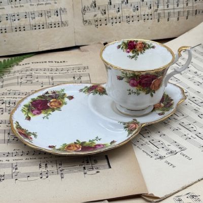 Чайная пара с овальным блюдом Royal Albert Old Country Rose 200 мл Англия  