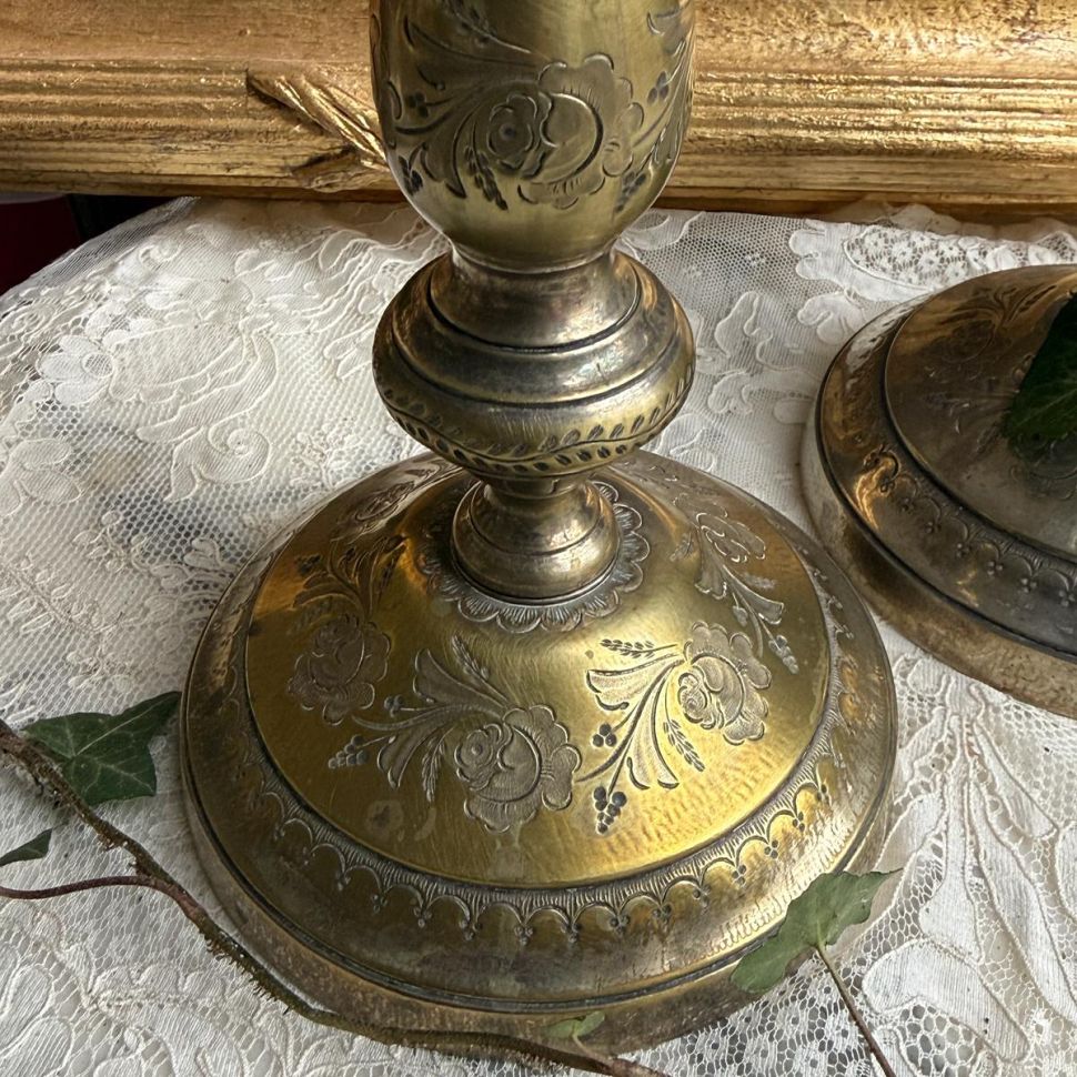 Подсвечник Цветочная Колонна 28 см латунь серебрение