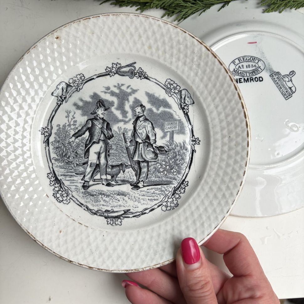 Тарелка говорящая P. Regout Maastricht 18 см Голландия середина 19 в.