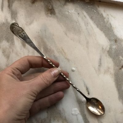 Ложка для Латте с цифрой 6 18 см мельхиор