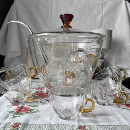 Крюшонница 6,5 л половник кружки хрустальное стекло