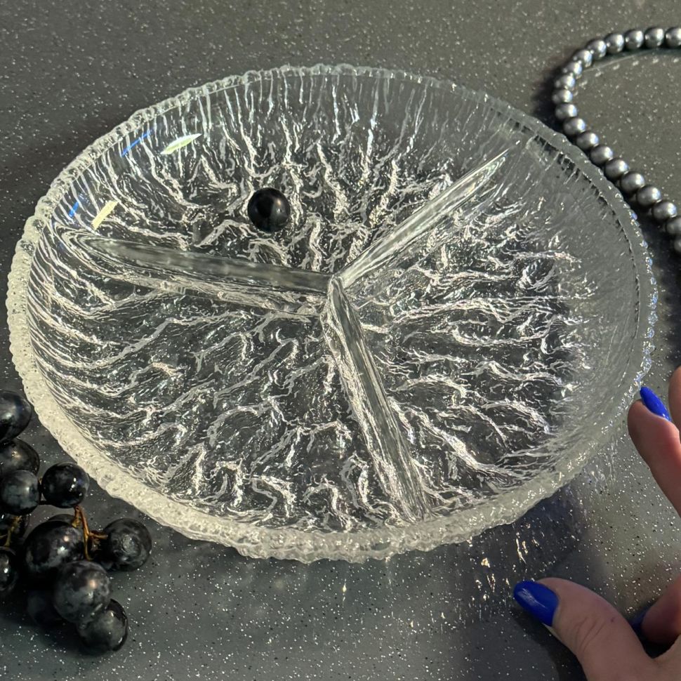 Менажница 24 см хрусталь Швеция льдинка