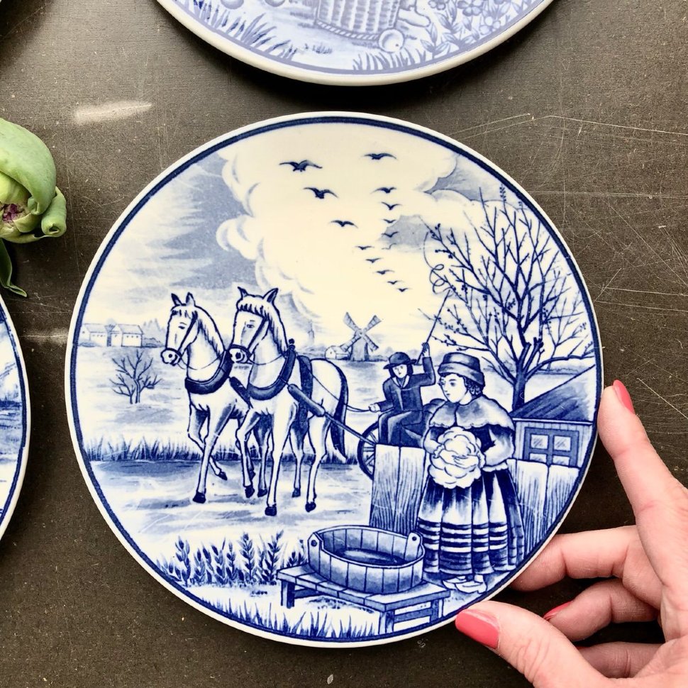 Тарелка синий Delft 4 сезона Осень