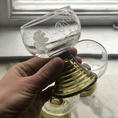 Бокал 160мл гравировка виноград хрусталь