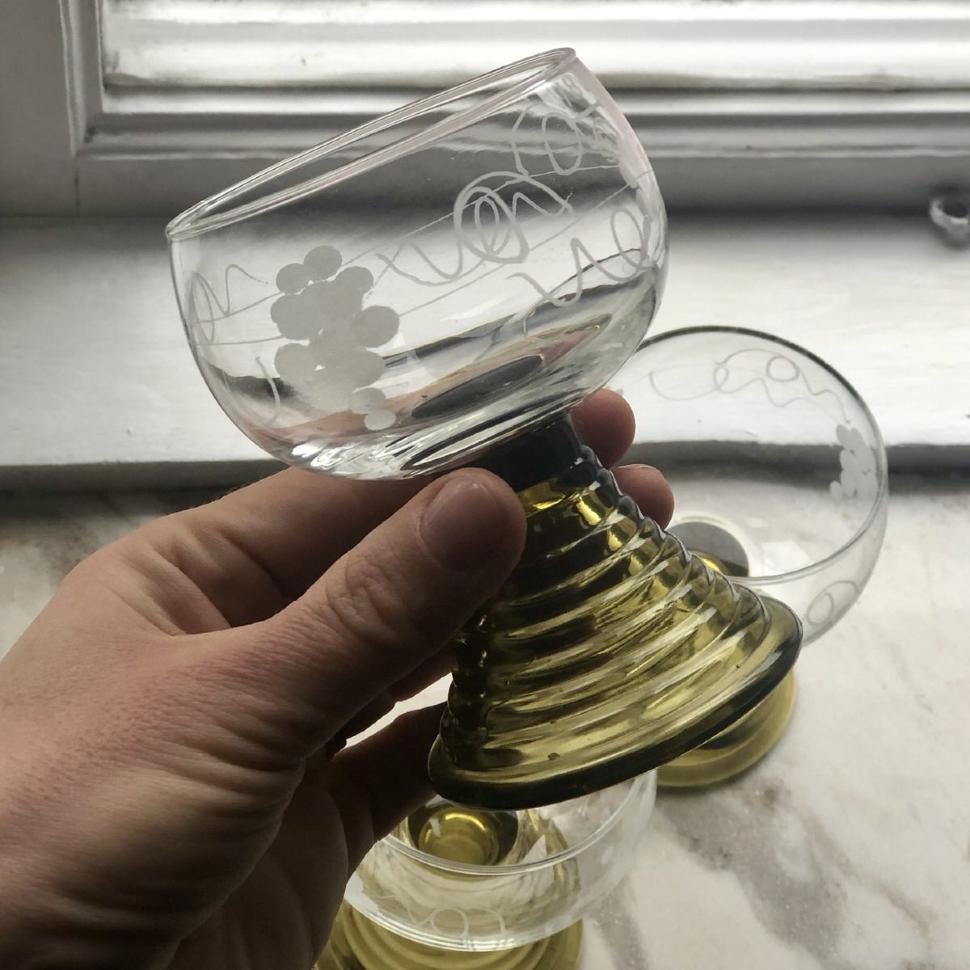 Бокал 160мл гравировка виноград хрусталь