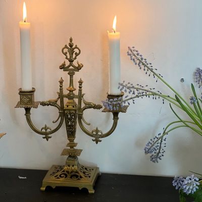 Подсвечник на две свечи 33 см латунь