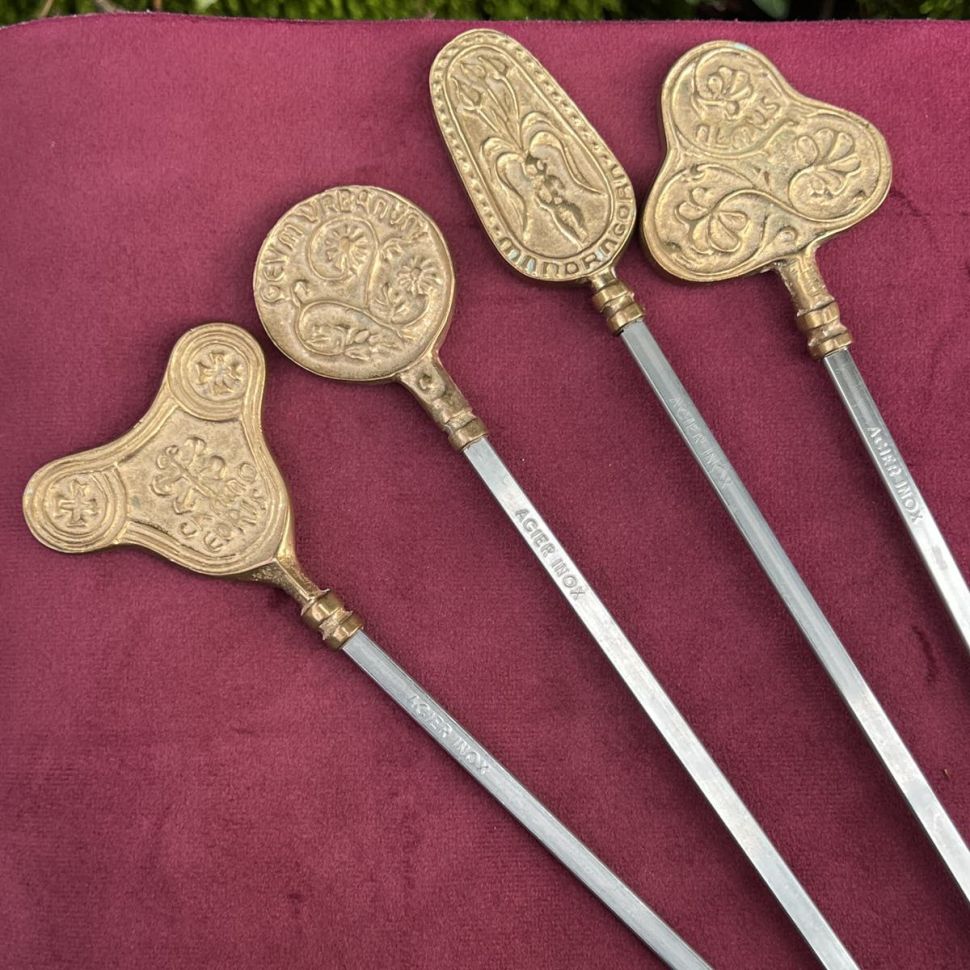 Шпажка шампур 40 см латунь сталь набор из 4 шт. Франция