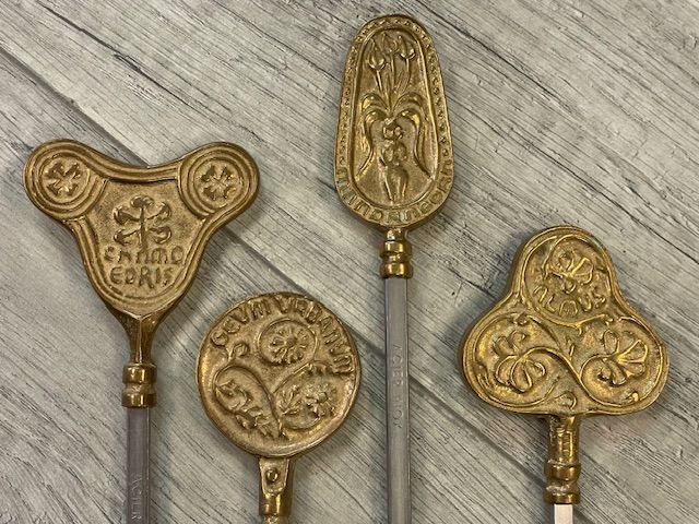 Шпажка шампур 40 см латунь сталь набор из 4 шт. Франция