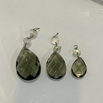 Подвес хрусталик 10 см Капля серая большая Италия 