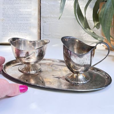 Сахарница молочник блюдо набор 3 шт. мельхиор серебрение