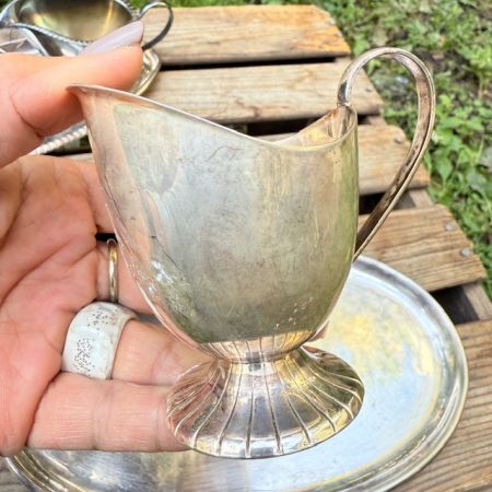 Сахарница молочник блюдо набор 3 шт. мельхиор серебрение