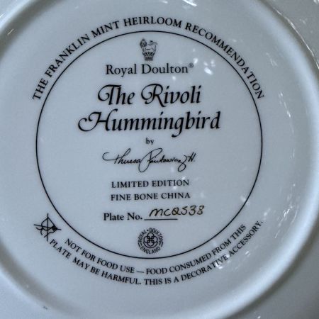 Тарелка Franklin Mint Royal Doulton Колибри 21 см
