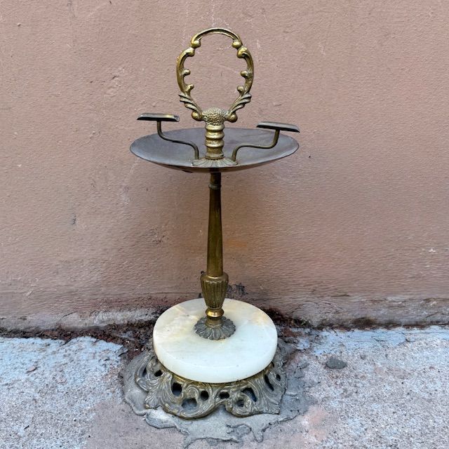 Пепельница напольная 35 см латунь мрамор