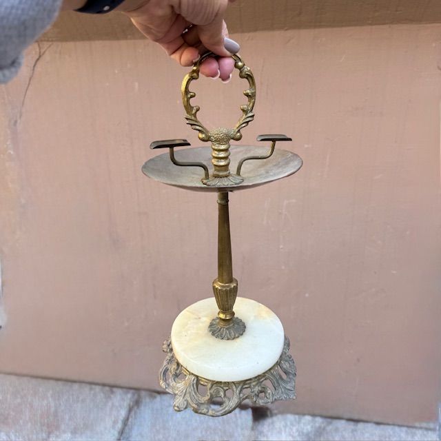 Пепельница напольная 35 см латунь мрамор