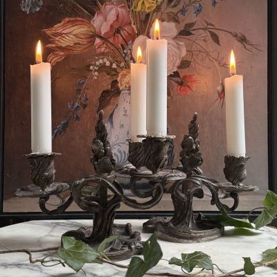 Подсвечник на две свечи Франция бронза серебрение