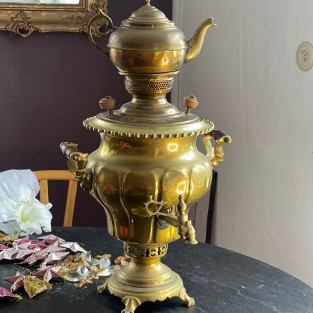 Самовар 5 л с заварочным чайником 1,2 л латунь