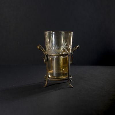 Стакан в подстаканнике, хрусталь, латунь