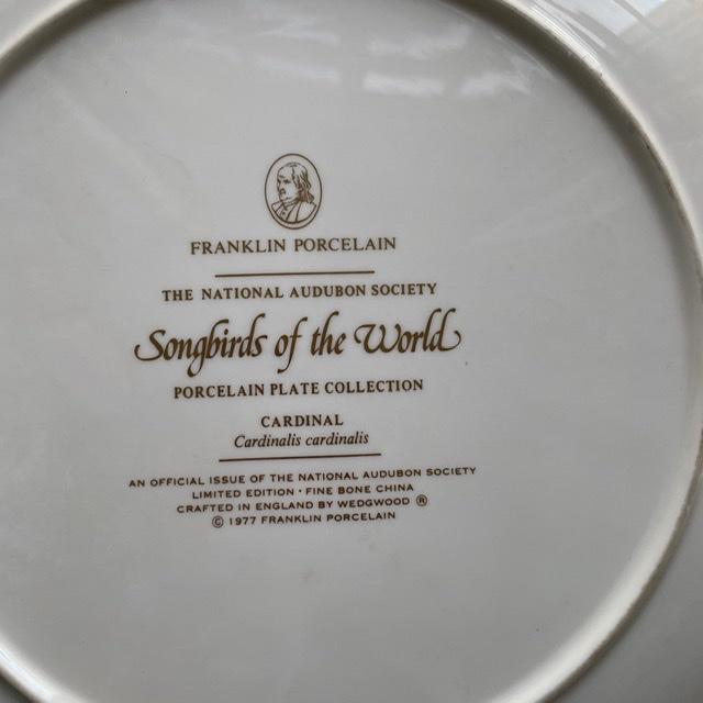 Тарелка Franklin Porcelain Wedgwood Songbirds of the World Cardinal 1977 г 28 см