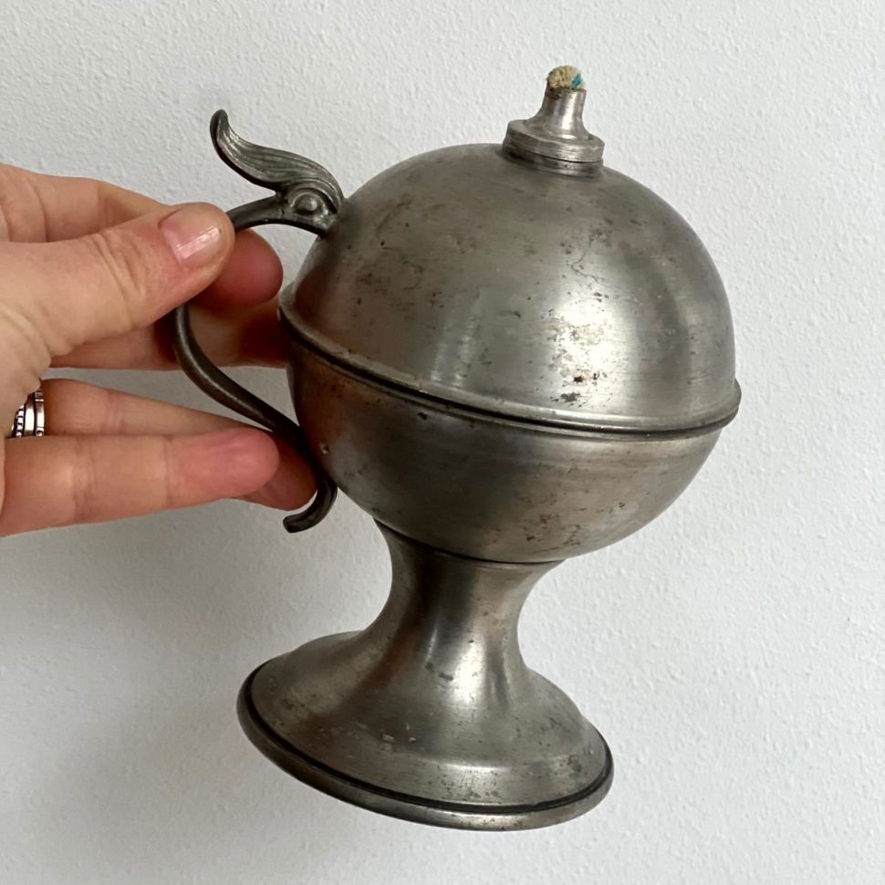 Масляная горелка с ручкой 15 см олово
