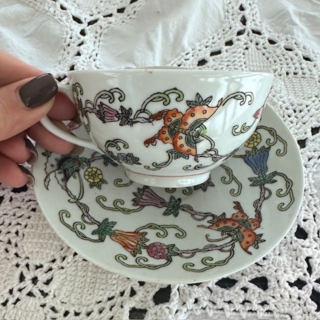 Чайная пара Бабочки 180 мл фарфор ручная роспись