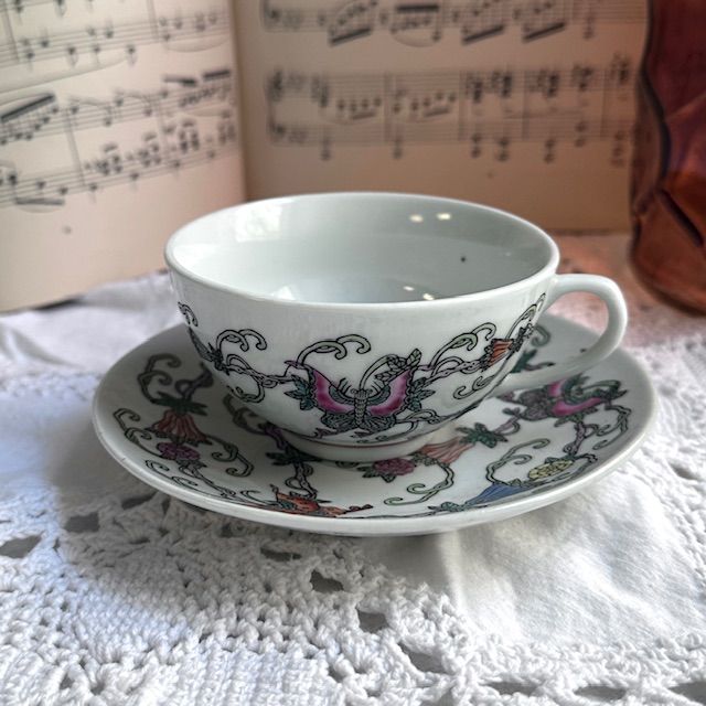 Чайная пара Бабочки 180 мл фарфор ручная роспись