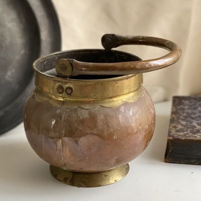Кашпо с ручкой медь латунь