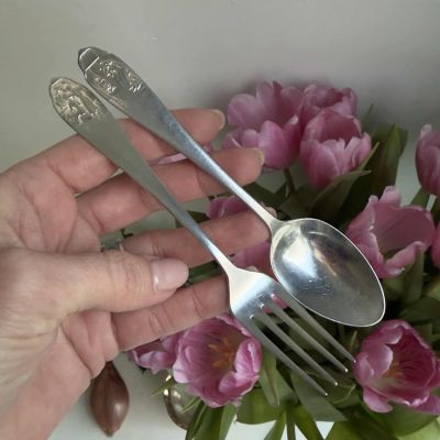 Ложка и вилка Gero десертные 15 см серебрение Голландия набор 2 предмета