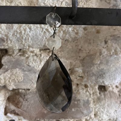 Подвес хрусталик 8 см Капля серая средняя Италия