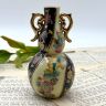 Ваза Satsuma фарфор роспись 50-е гг Шинуазри синяя 13 см амфора 