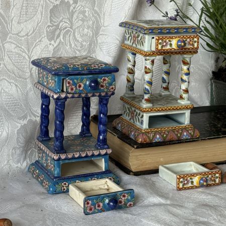 Шкатулка Синяя Пергола La Louviere 17 см керамика ручная роспись