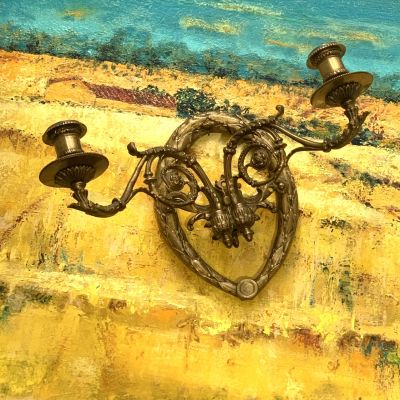 Подсвечник настенный 2-х рожковый 21 см бронза Франция