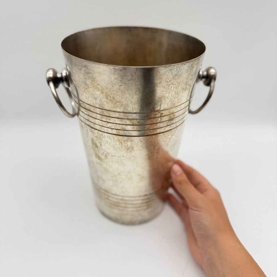 Ведро для охлаждения бутылки 25 см латунь серебрение