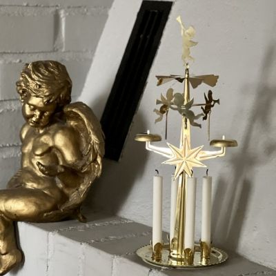 Подсвечник новогодний мобиль Ангелы золотые