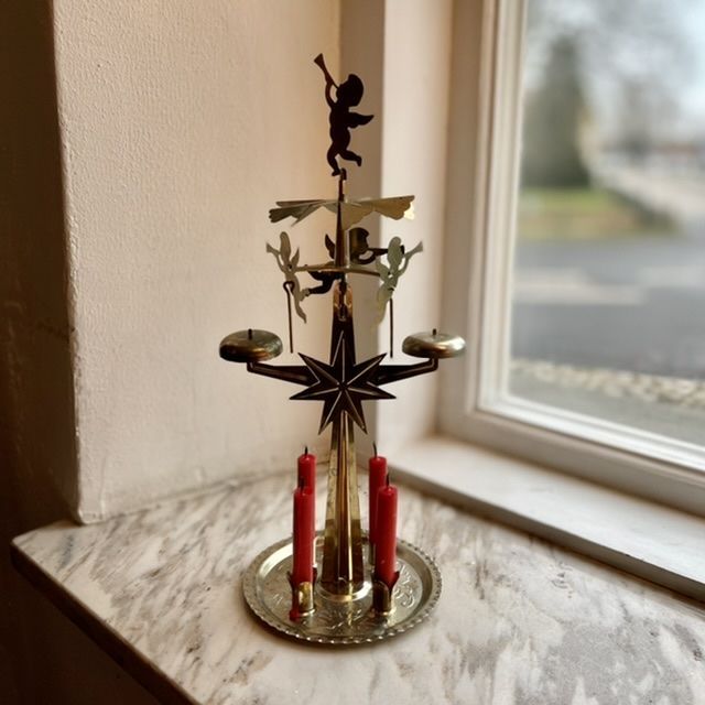 Подсвечник новогодний мобиль Ангелы 31 см золотой