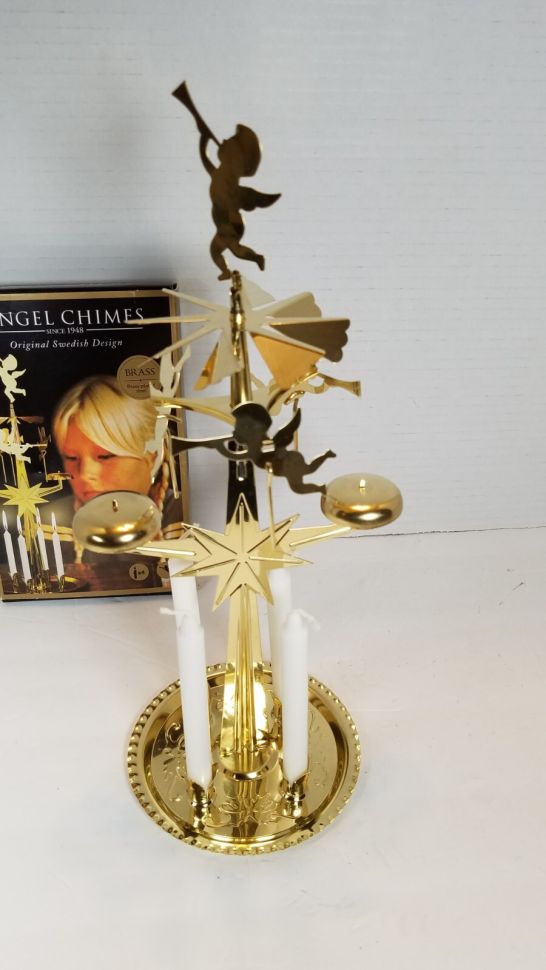 Подсвечник новогодний мобиль Ангелы 31 см золотой