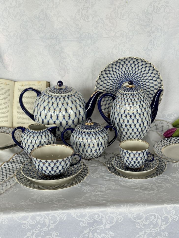 Тарелка пирожковая 18 см ЛФЗ Кобальтовая сетка