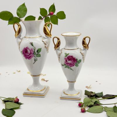 Ваза амфора Лебеди Kaiser Роза 29 см Германия