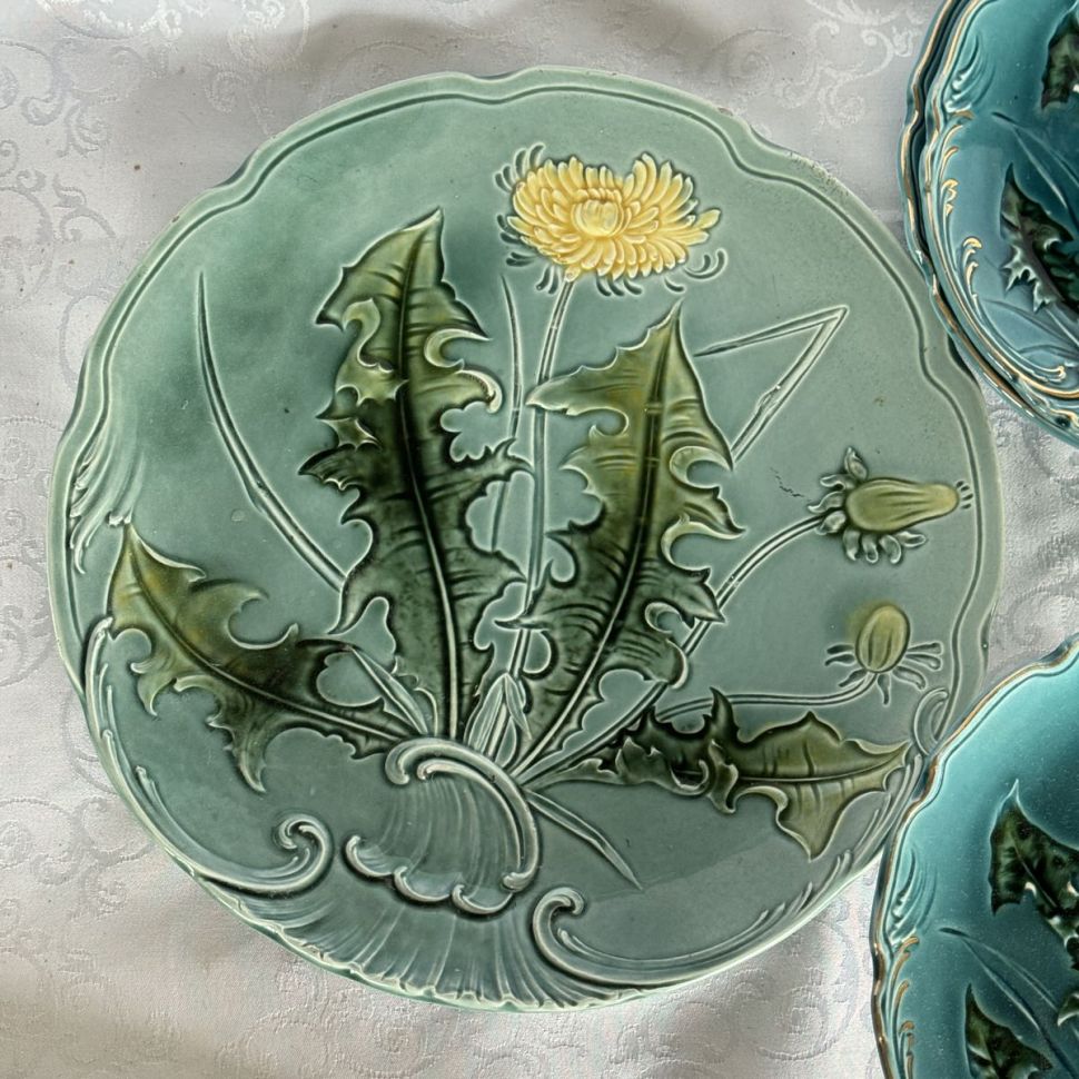 Тарелка Одуванчик 19 см майолика Sarreguemines 