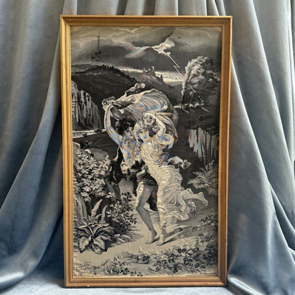 Картина шелкография P. A. Cot L'Orage 21х35 см см в деревянной раме 