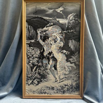 Картина шелкография P. A. Cot L'Orage 21х35 см см в деревянной раме 