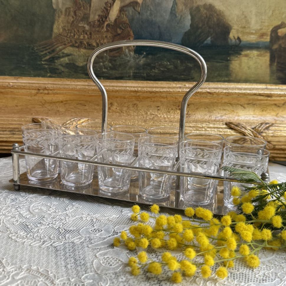 Стопка набор 12 шт на подставке 30 мл хрустальное стекло Франция