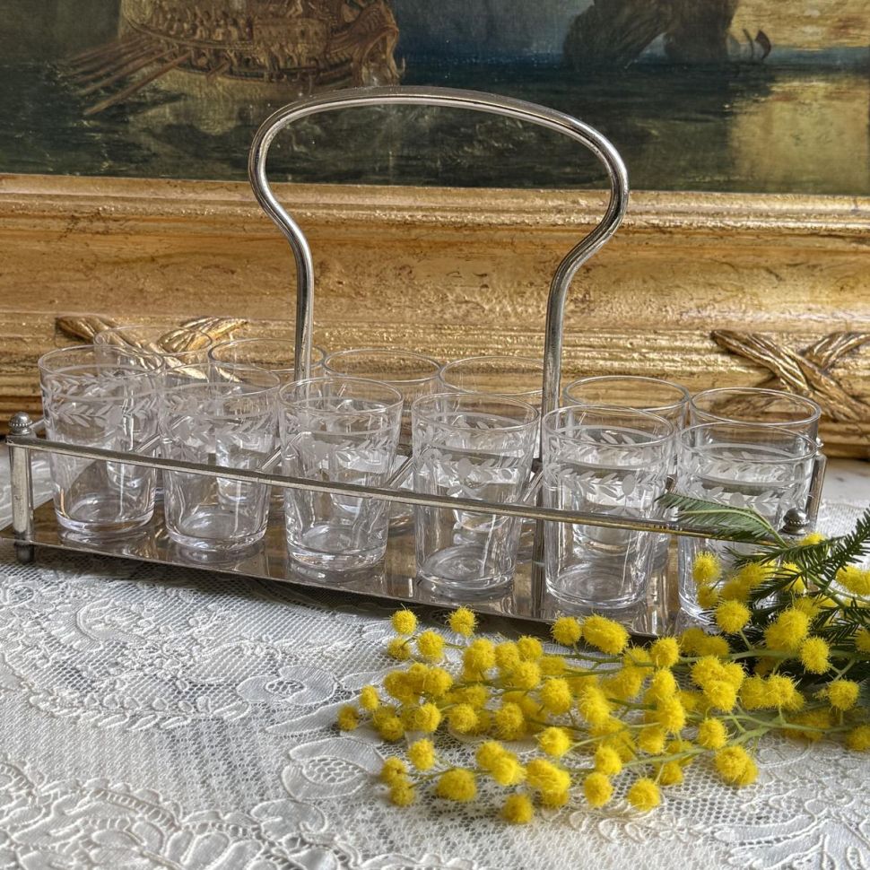 Стопка набор 12 шт на подставке 30 мл хрустальное стекло Франция