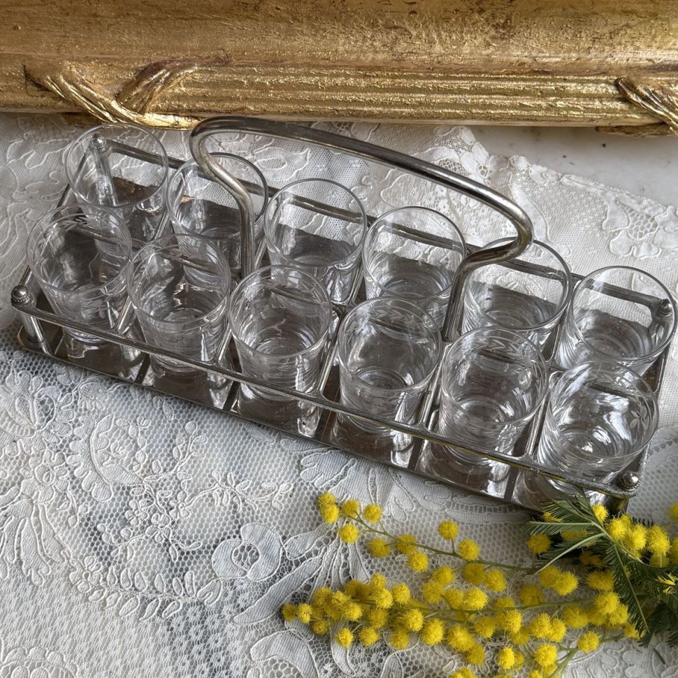 Стопка набор 12 шт на подставке 30 мл хрустальное стекло Франция