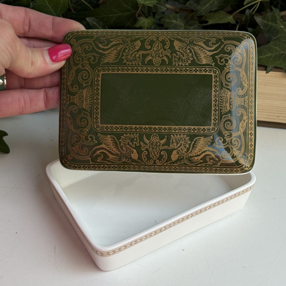 Масленка паштетница шкатулка Wedgwood Florentine Arras Green