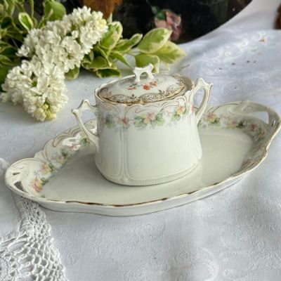 Сахарница и блюдо фарфор набор 2 предмета